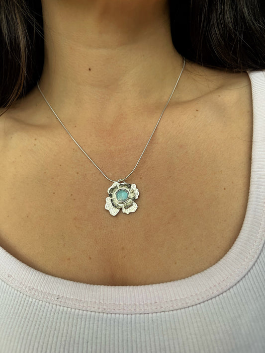 Opal Flower Pendant