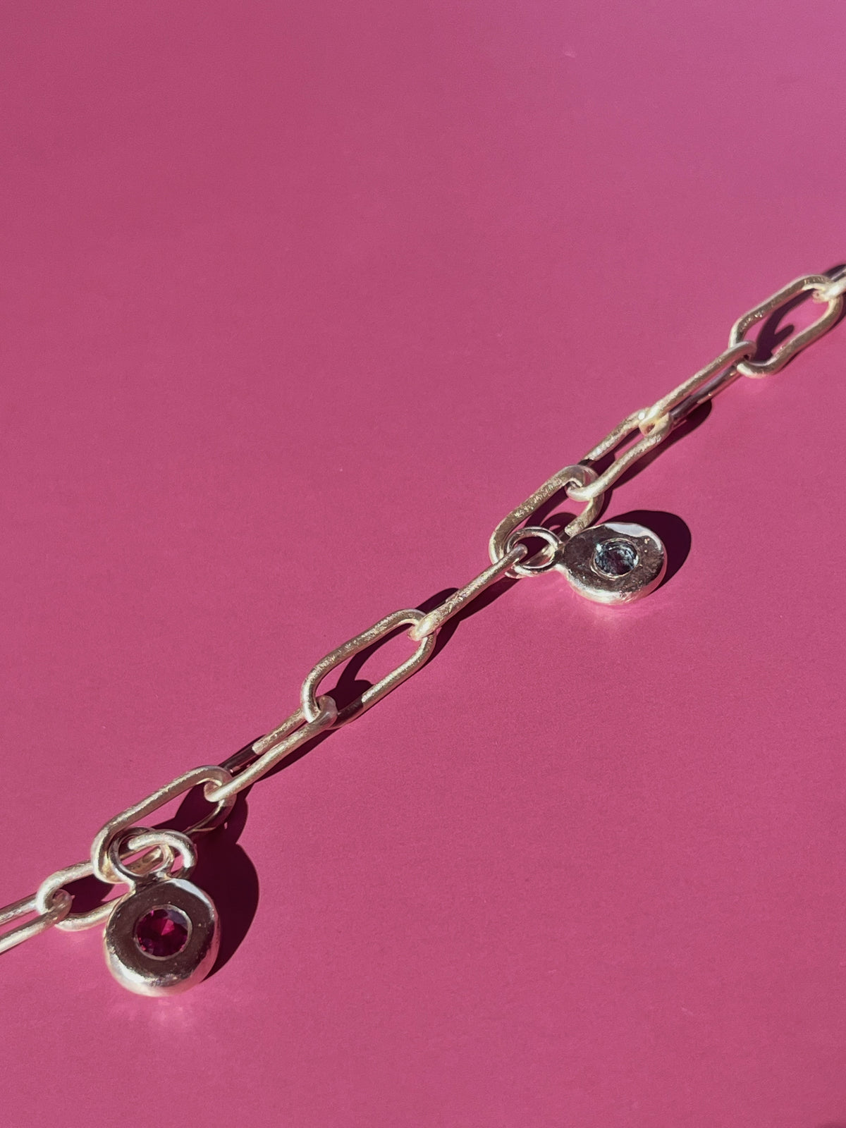 Garnet and Spinel Pebble Bracelet - Small links
