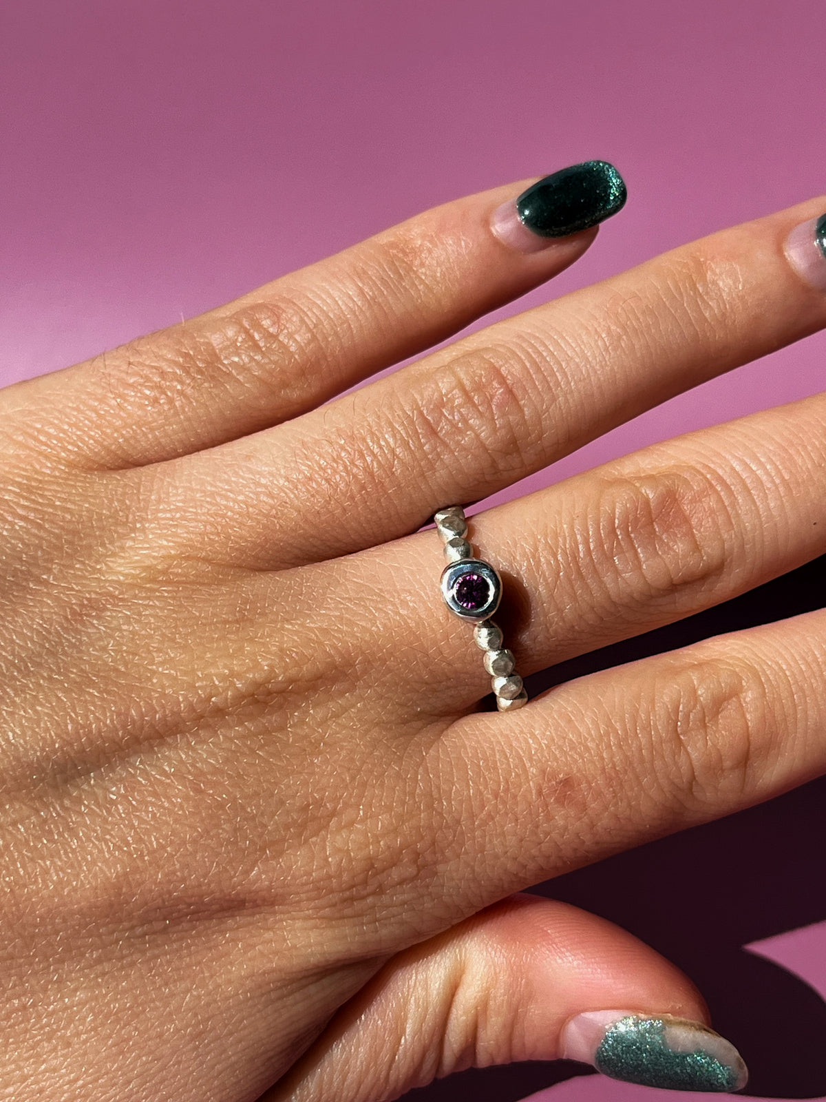 Big Pebble Ring - Pink Garnet