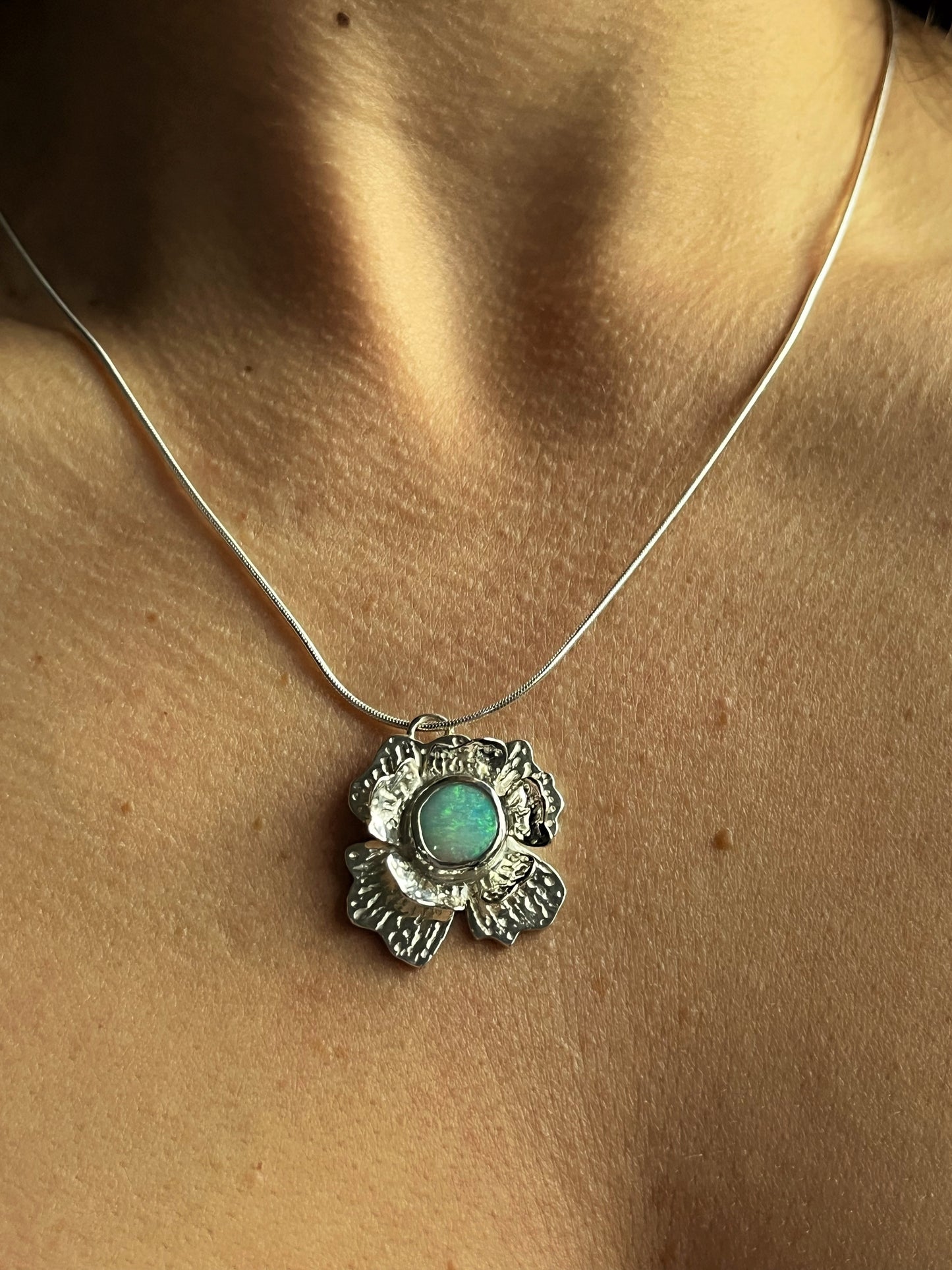 Opal Flower Pendant