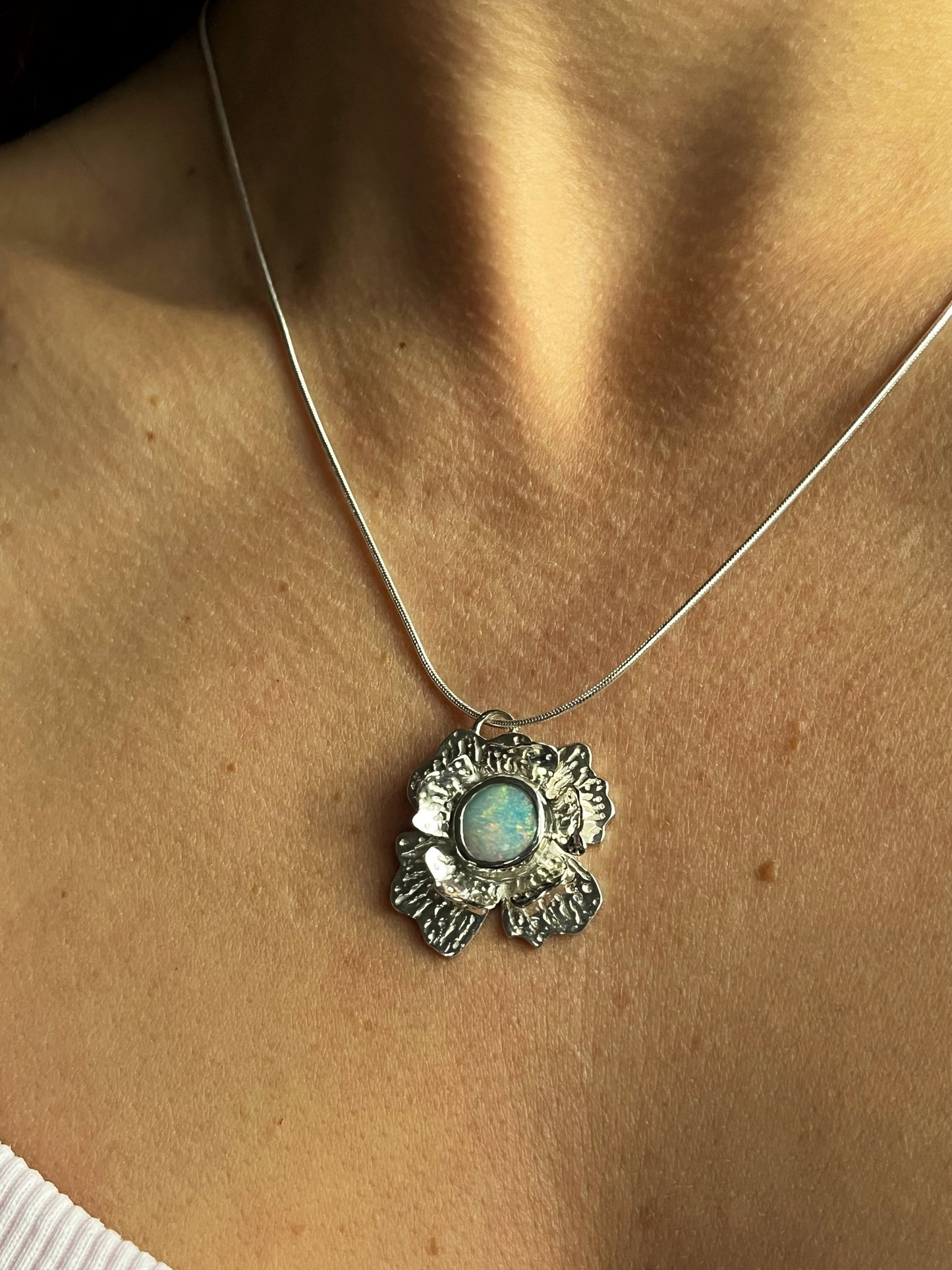 Opal Flower Pendant