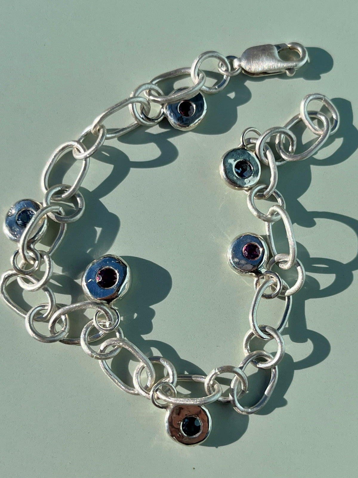 Garnet and Spinel Pebble Bracelet