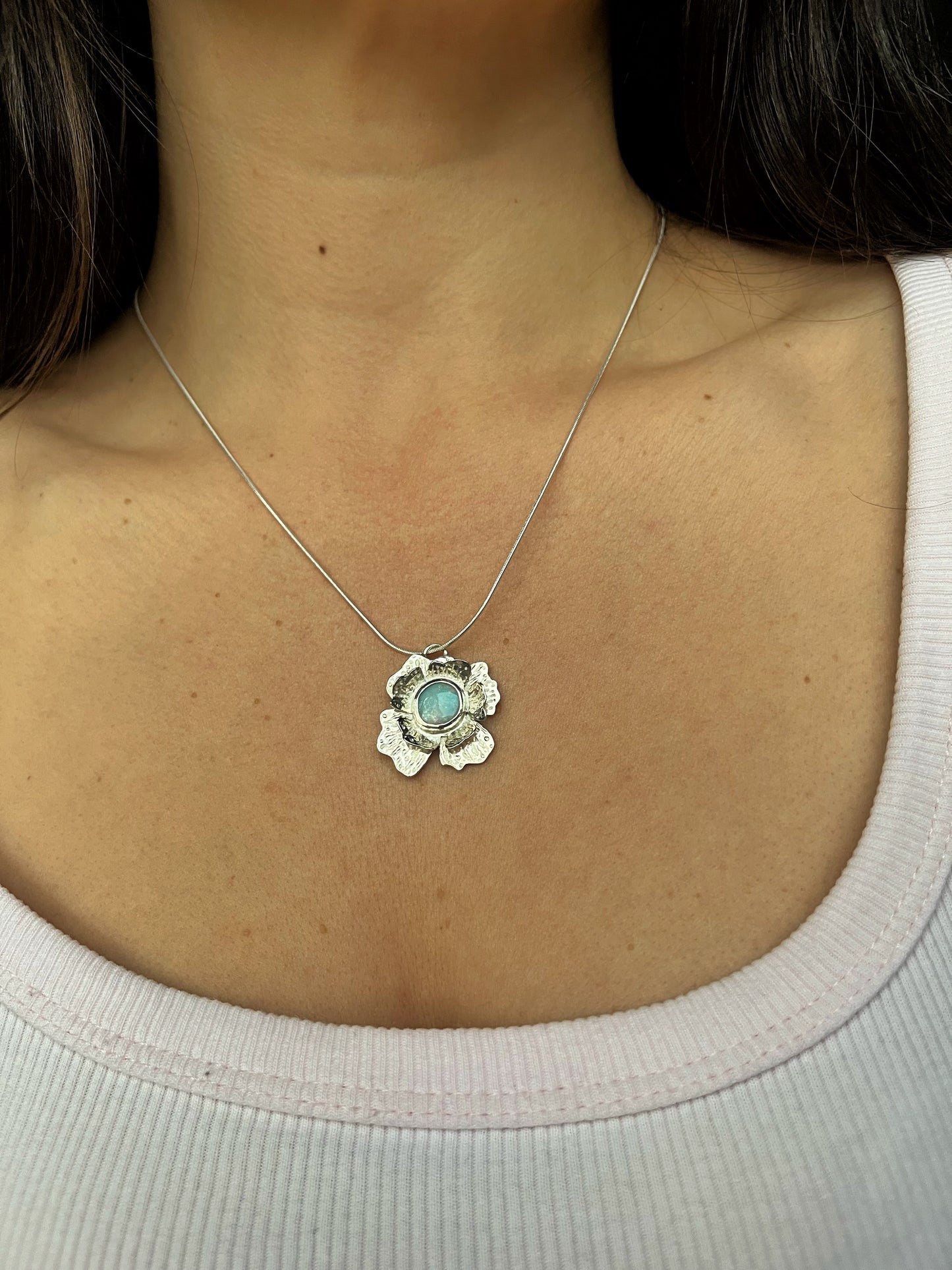 Opal Flower Pendant