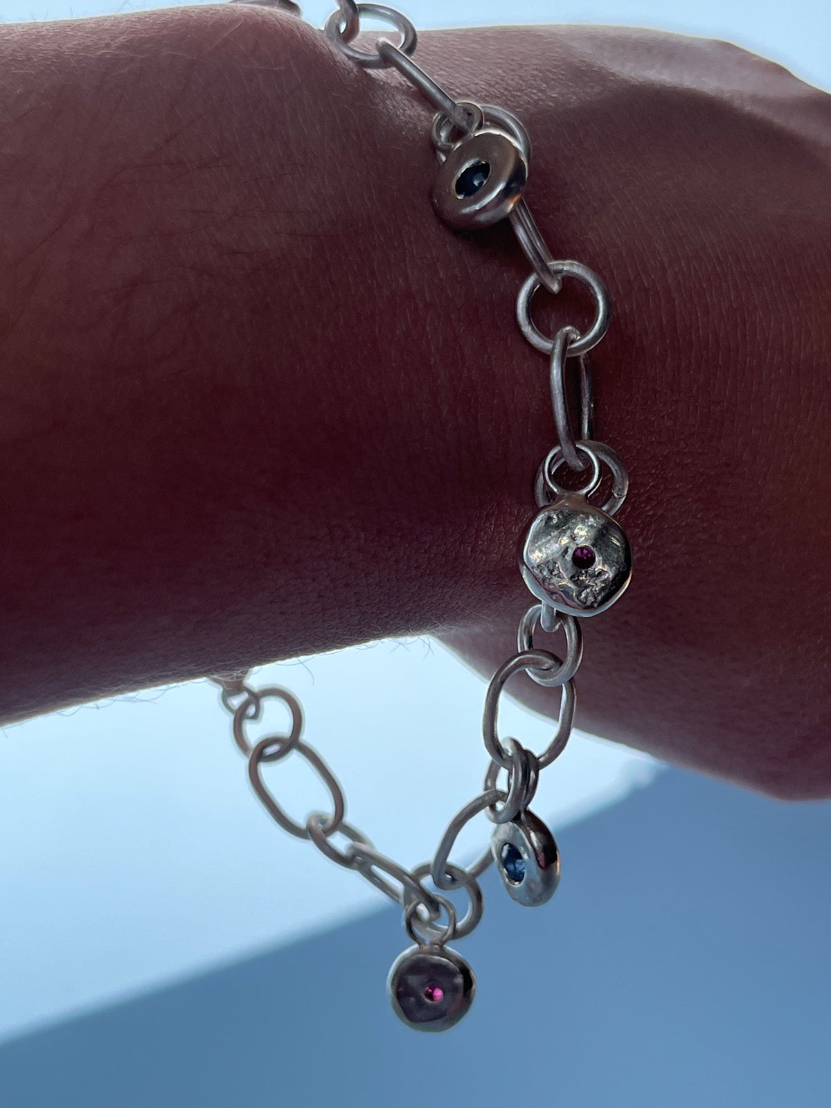 Garnet and Spinel Pebble Bracelet