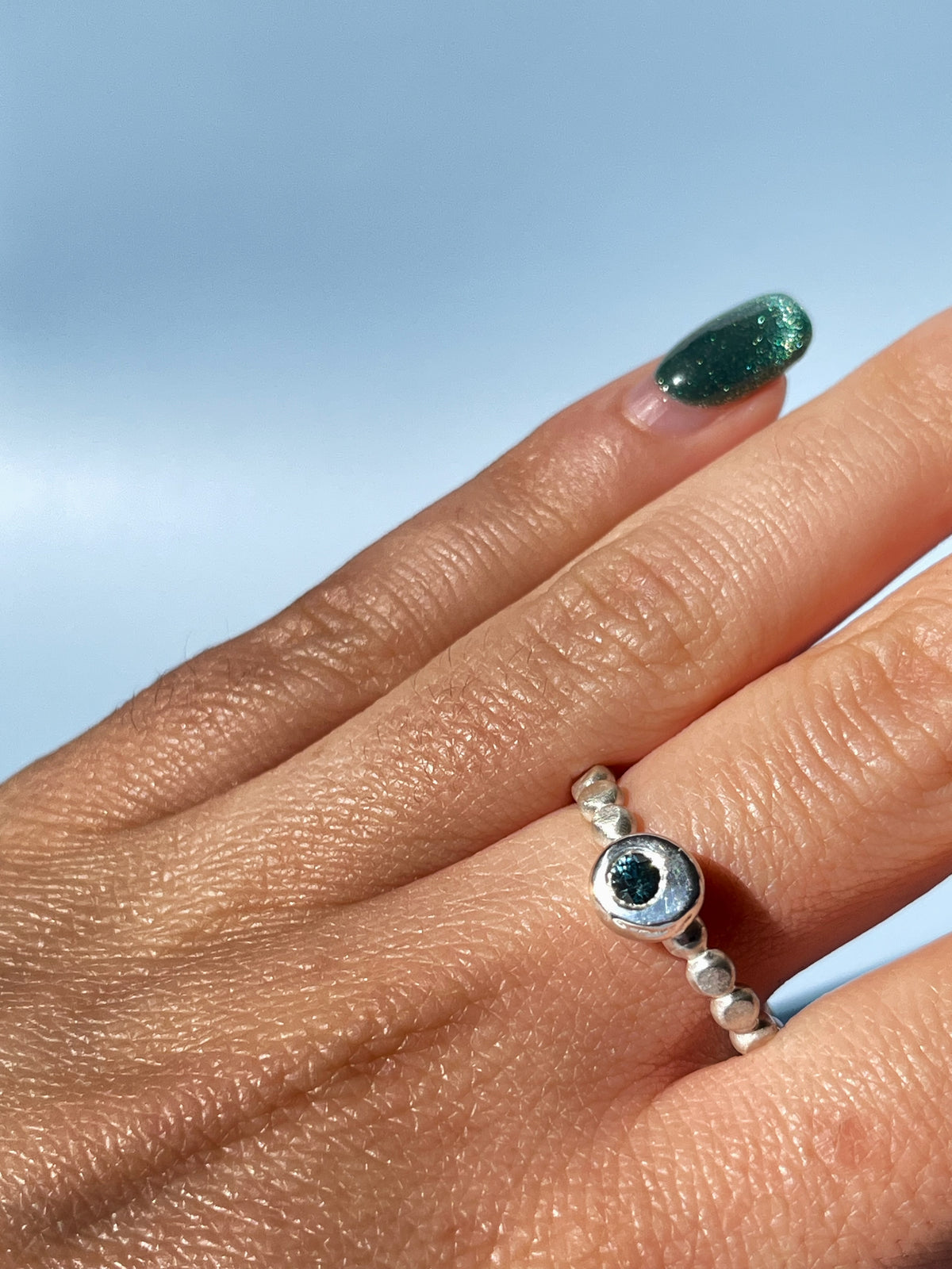 Big Pebble Ring - Blue Spinel