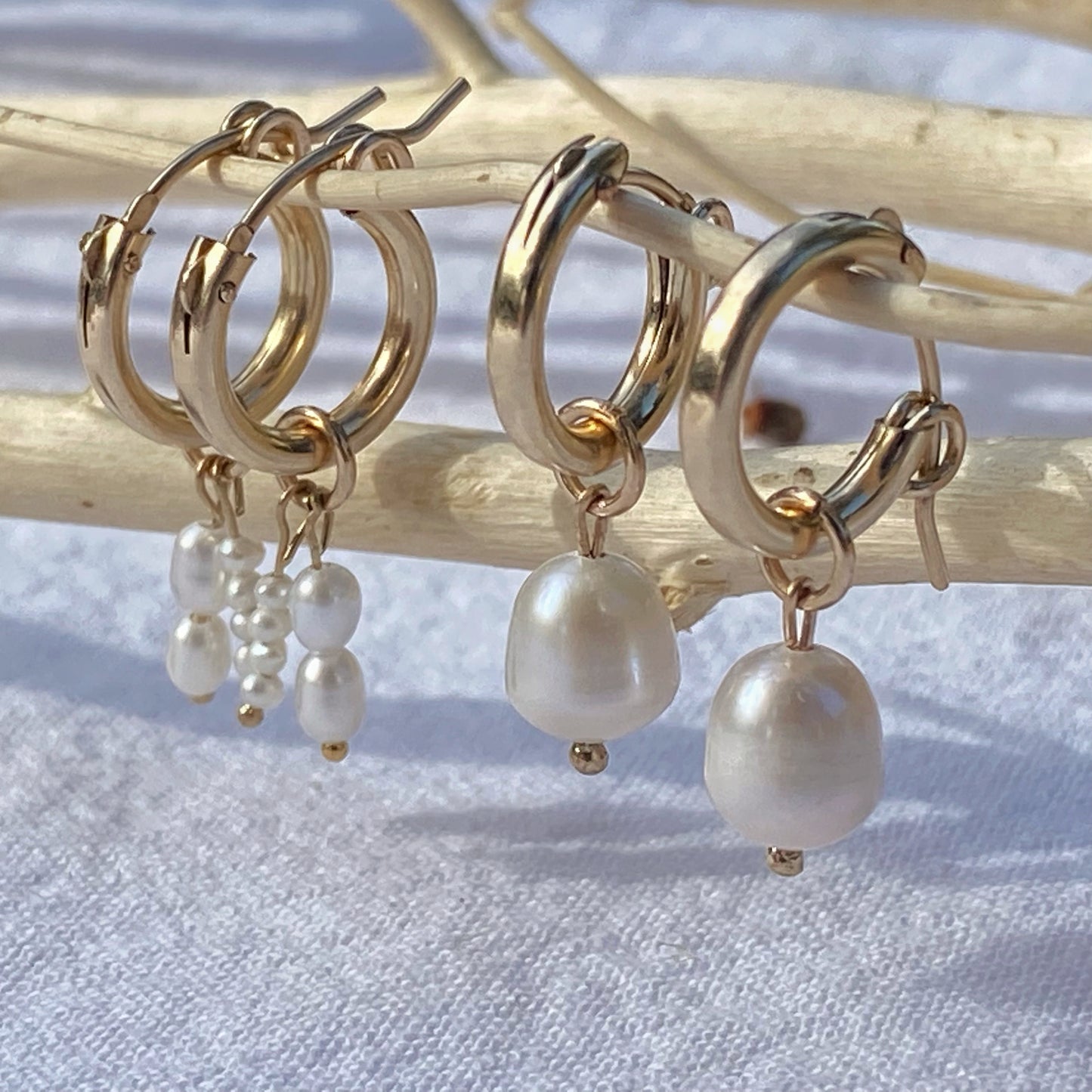 Rain Drop Pearl Hoops