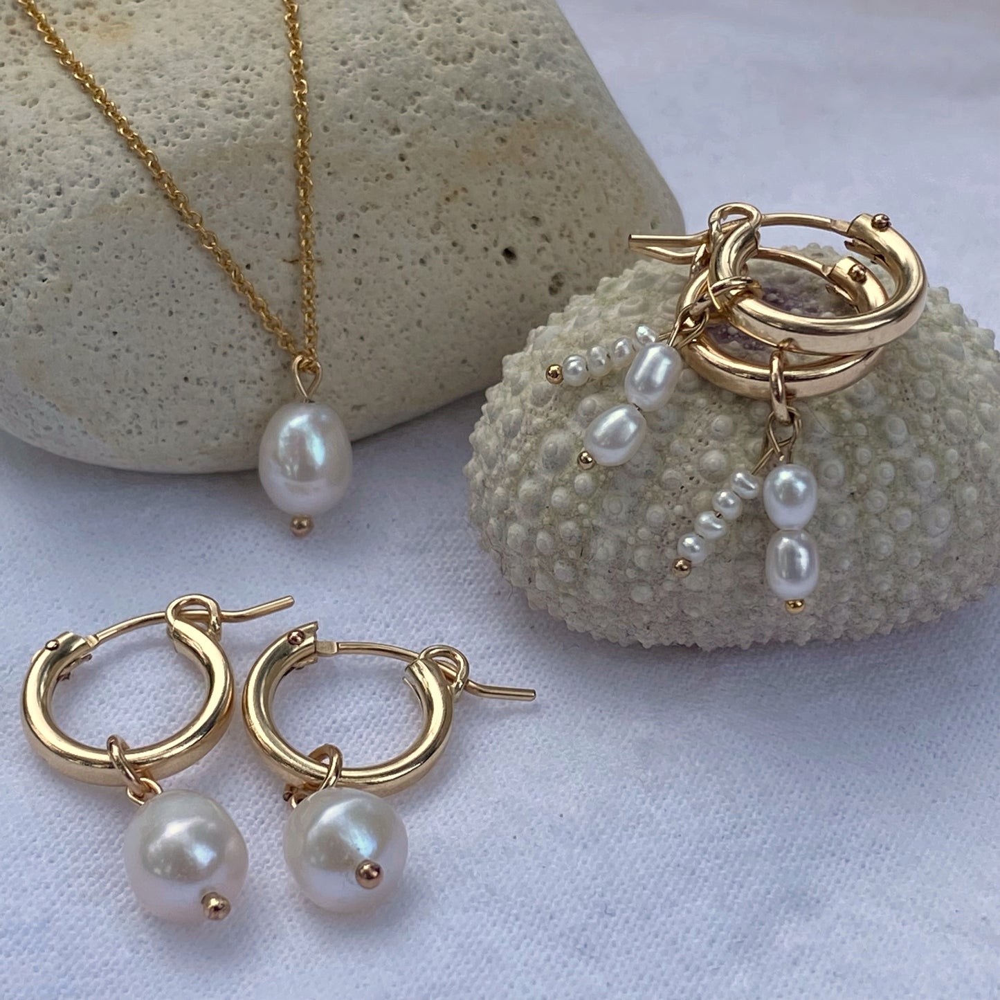 Classic Pearl Hoops