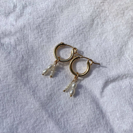 Rain Drop Pearl Hoops
