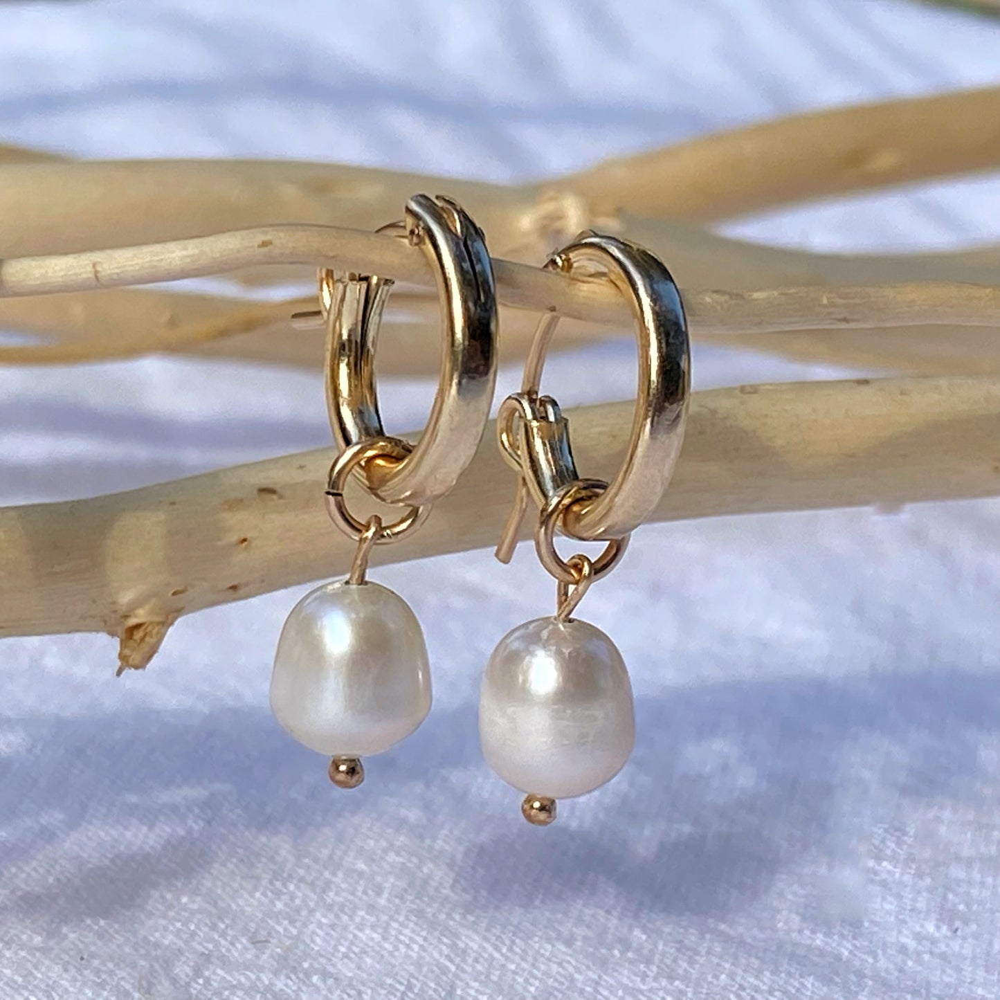 Classic Pearl Hoops